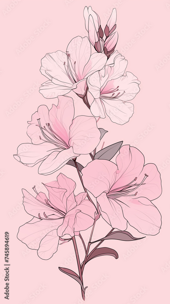 Background with pink and yellow leaves. AI generated art illustration. Background with pink and yellow leaves. AI generated art illustration.