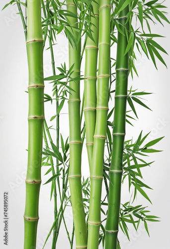 bamboo bunch with green leaves  png file of isolated cutout object on transparent background