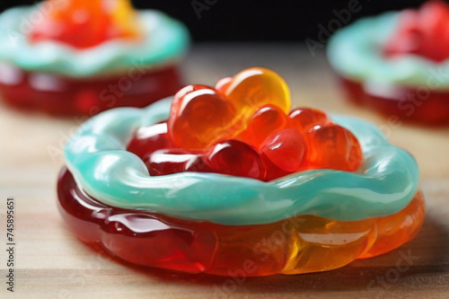 Yummy gummy cloud bread. Generative AI.