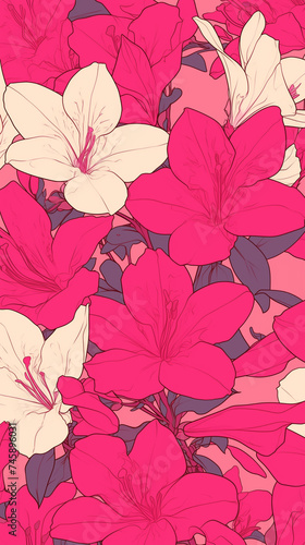 Background with pink and yellow leaves. AI generated art illustration.