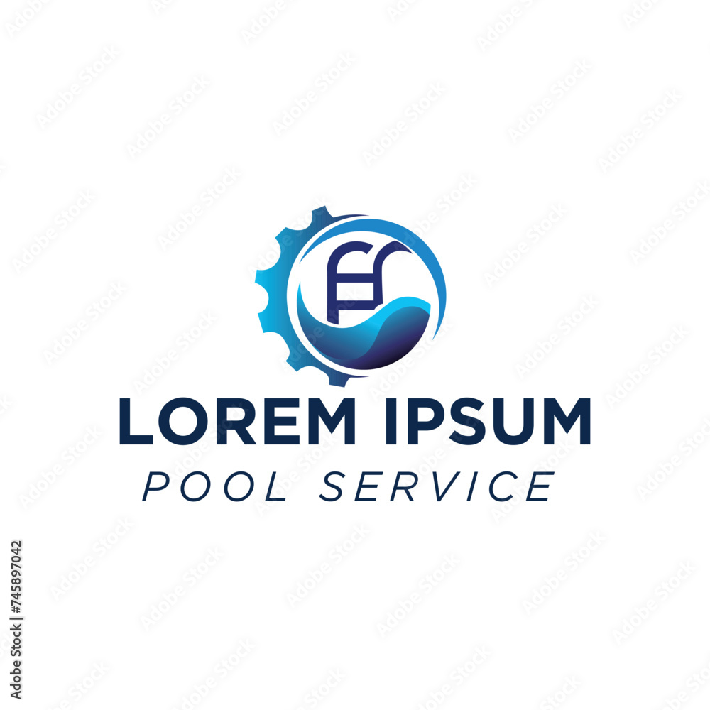 swimming pool service logo vector