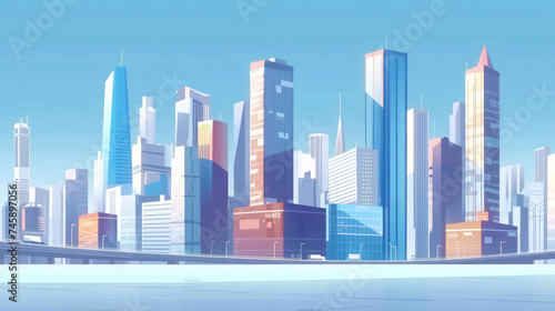 Skyscrapers in modern city, International corporations, Banks and office buildings.