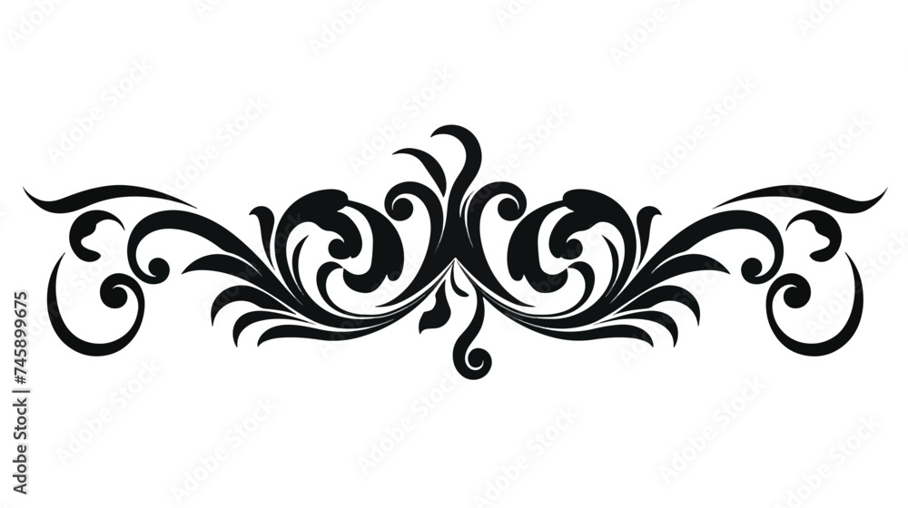 Black Floral Calligraphic Design Element Vector 