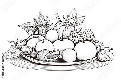 Ugadi Festival Black and White Illustration