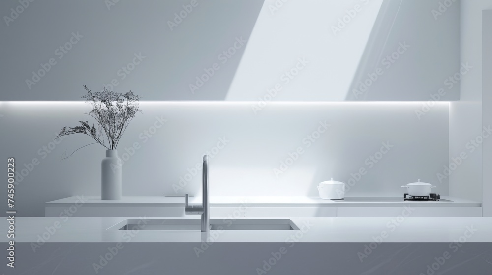 Simplicity of a minimalist white kitchen Simplicity of a minimalist white kitchen