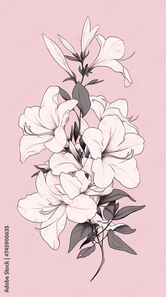 Background with pink and yellow leaves. AI generated art illustration. Background with pink and yellow leaves. AI generated art illustration.