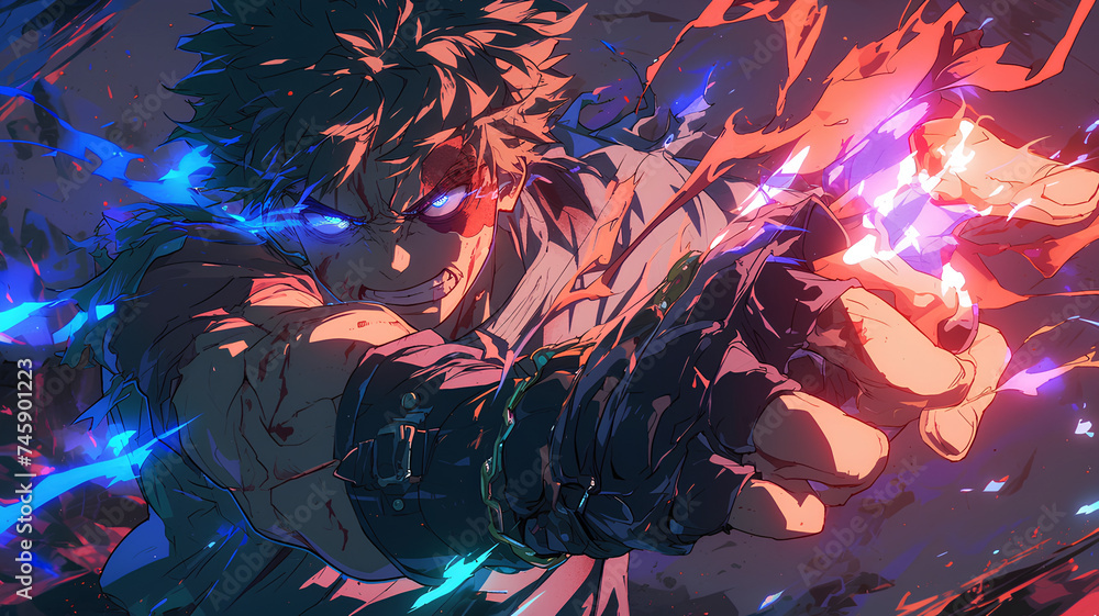 Obraz premium the pose of an anime burly man ready to fight