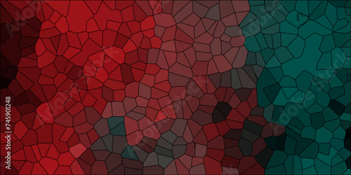 Abstract Seamless Multicolor Broken Stained-Glass Geometric Retro Tiles Pattern and Quartz Crystal Voronoi Diagram Background. For Artful Websites, Presentations, Brochures, and Social Media Graphics