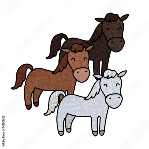 Colorful Illustration of Horses