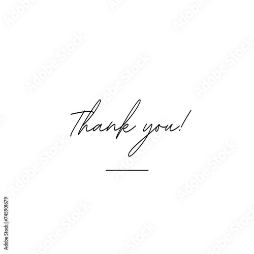 handwriting black Thank you! text on white background.	