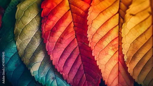 close up of autumn leaves. Multicolored fall leaves. Colorful autumn leaves. Macro leaf texture  digital ai