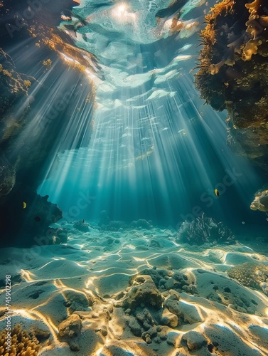 Ocean, light through water, blue-green  © Denis