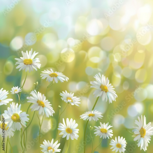 illustration of beautiful garden background with daisy flowers in spring season ai generated
