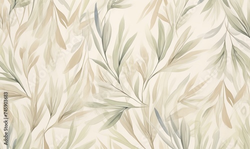 A Vibrant Close-Up of Leafy Wallpaper with Nature-Inspired Patterns