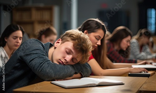 Young People Sitting at Desks in Classroom