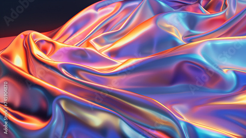 Silken Waves: Neon-Colored Abstract Fabric Design with Fluid Motion