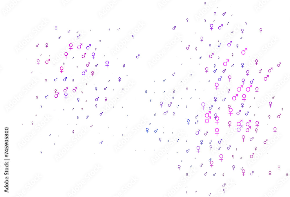 Light pink, blue vector pattern with gender elements.