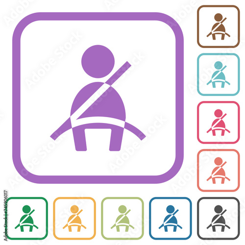 Car seat belt warning indicator simple icons