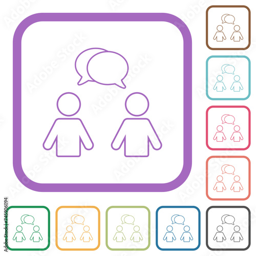 Two talking persons with oval bubbles outline simple icons