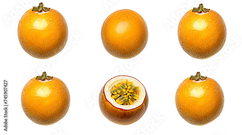 Banana Passion Fruit Isolated on Transparent Background for Vibrant Digital Art: Juicy, Fresh, and Colorful Top View PNG Illustration Adds Refreshment to Summer Dessert and Healthy Nut photo