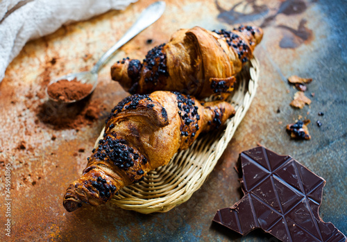 Croissants with chocolate sprinkles