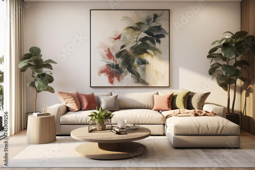 modern living room with sofa.