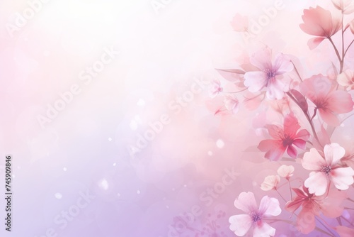 Spring flowers on a lilac background. Design for a banner, cover, decoration, poster. 