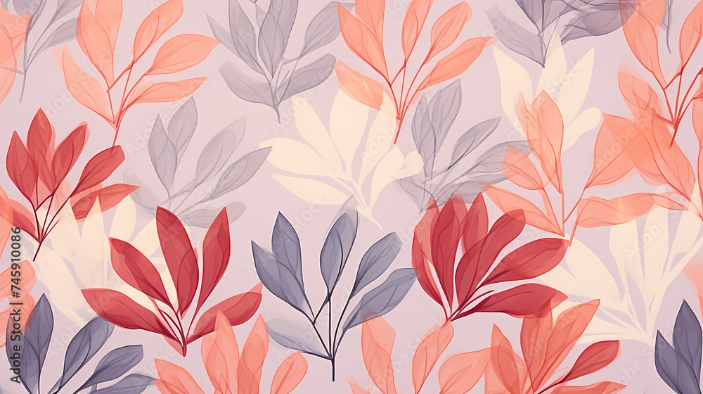 Abstract fabric, botanical art background