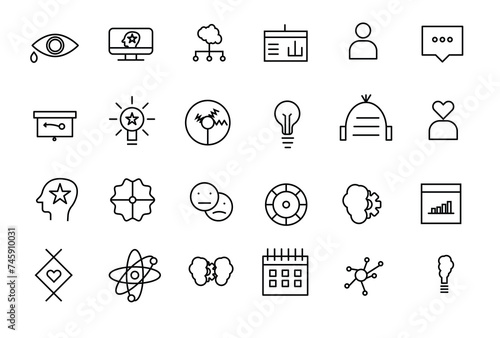 Psychology and mental health line icon set. Simple line art style icons pack. Thin line web icon set.