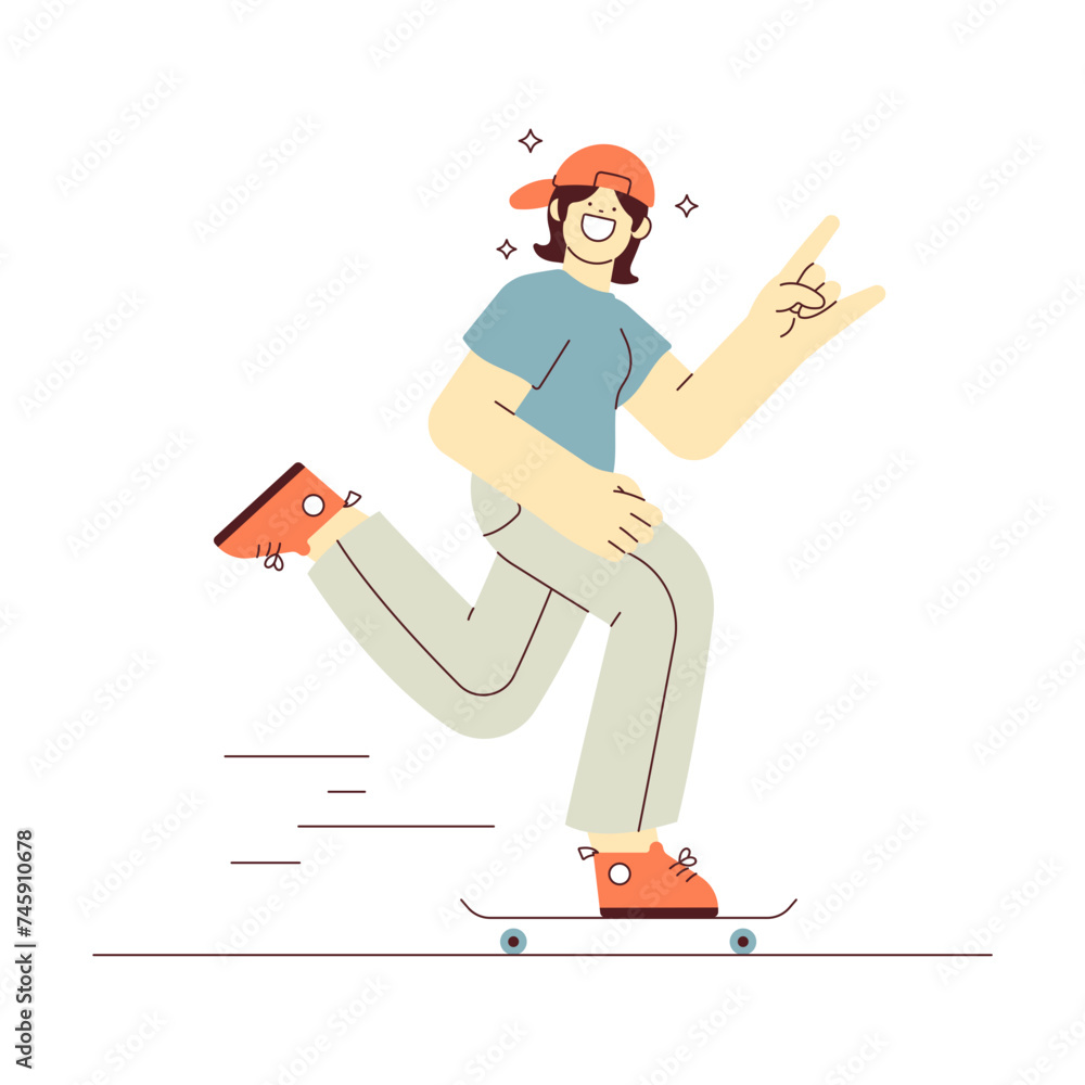 Woman Skateboarding Illustration Woman Skateboarding Illustration