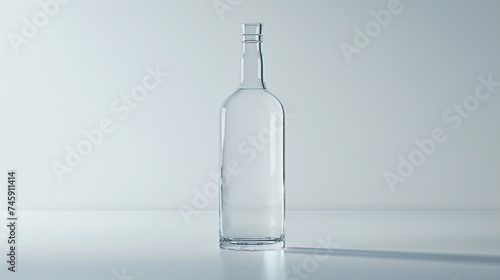 The purity and clarity of Russian vodka captured in a minimalist image of a bottle isolated against a white background