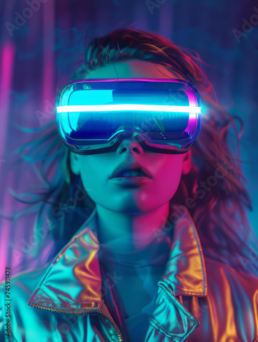 Technologic Girl with Virtual Reality Glasses