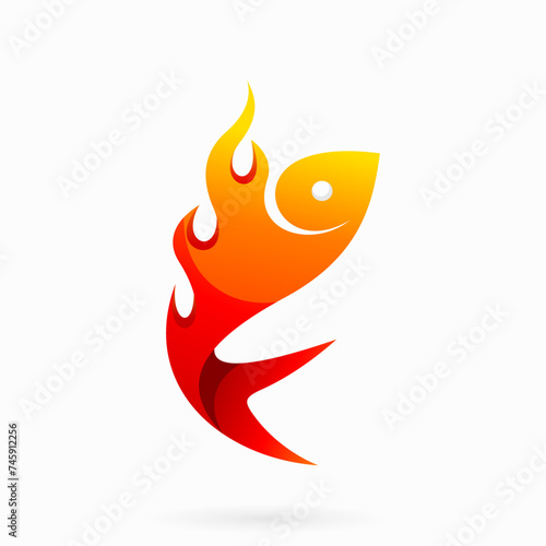 fish fire logo, fire fish logo