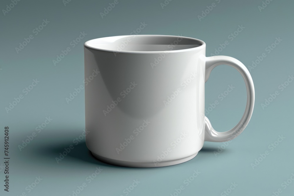 Clean White Mug on Teal Background: Minimalist Mockup Clean White Mug on Teal Background: Minimalist Mockup