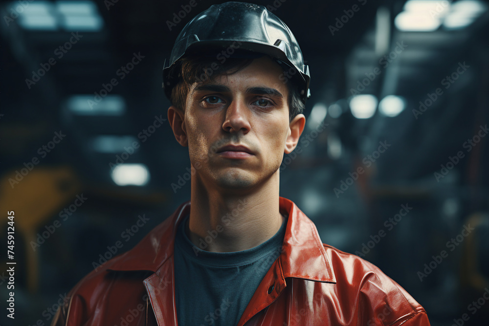 Experienced engineer in industrial uniform at big company enterprise Generative AI illustration Experienced engineer in industrial uniform at big company enterprise Generative AI illustration