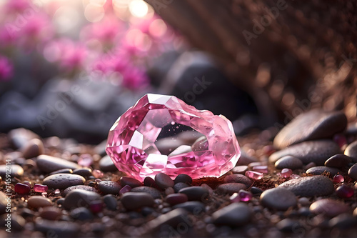 Pink Sapphire Gemstones in Cave