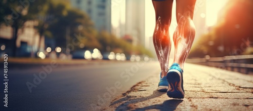 Athlete Experiences Periosteum Injury While Running on Urban Street photo