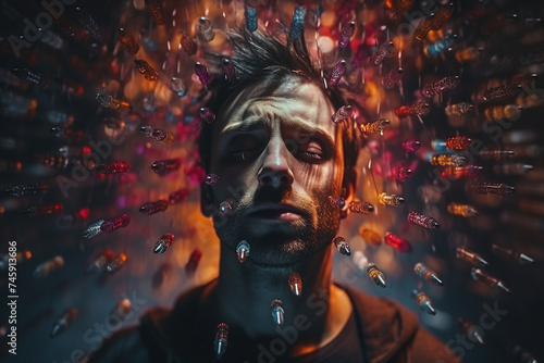 Conceptual image of drug addicted person made with generative AI photo