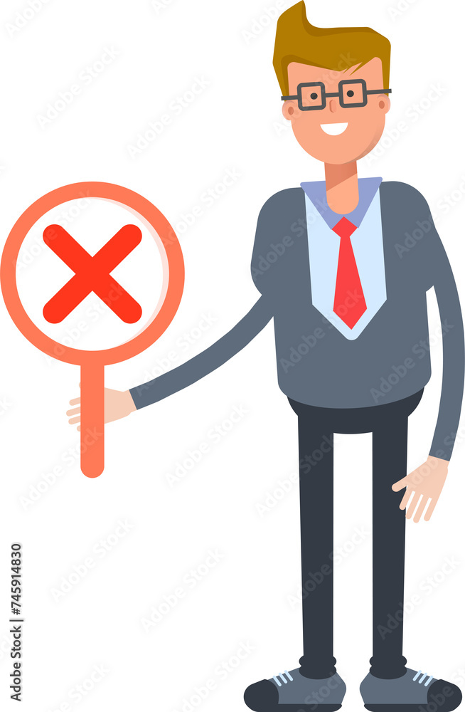 Office Worker Character Showing Wrong Mark
Office Worker Character Showing Wrong Mark