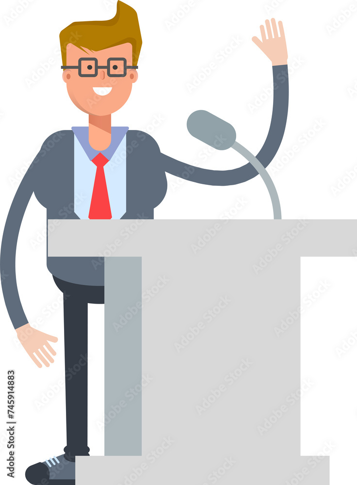 Office Worker Character Speaking on Podium
Office Worker Character Speaking on Podium