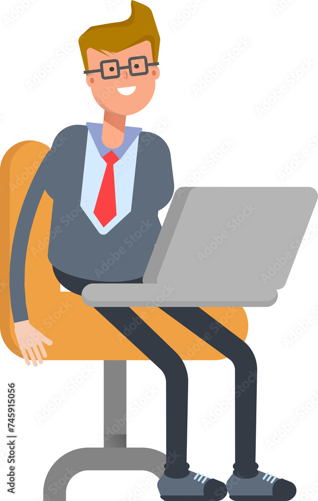 Office Worker Character Working on Laptop
Office Worker Character Working on Laptop