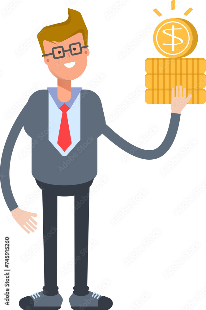 Office Worker Character Holding Dollar Coins
Office Worker Character Holding Dollar Coins