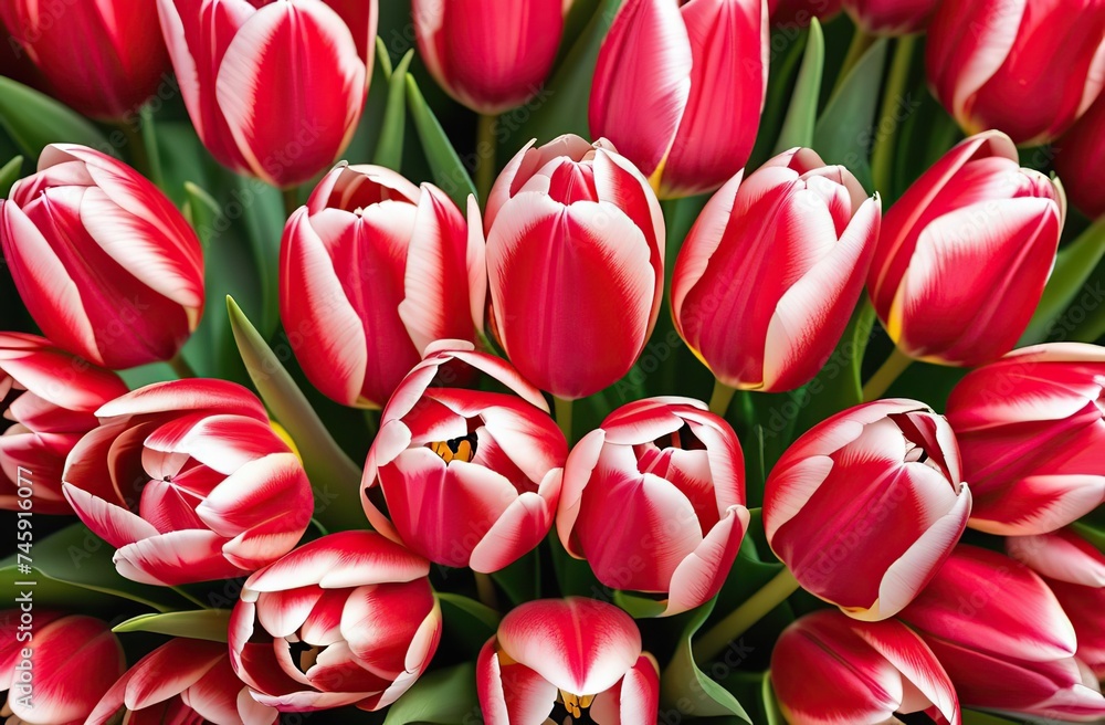 Obraz premium Happy Mother's Day, International Women's Day, Birthday, Valentine's Day. Bunch of tulip flowers as present