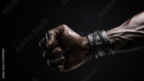 Strong fist of an african american man on black background © sema_srinouljan