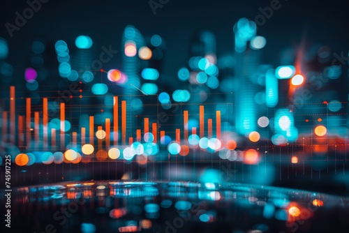 Abstract financial growth concept with graphs and cityscape