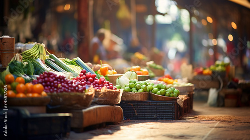 The market sells fresh vegetables in the morning. photo
