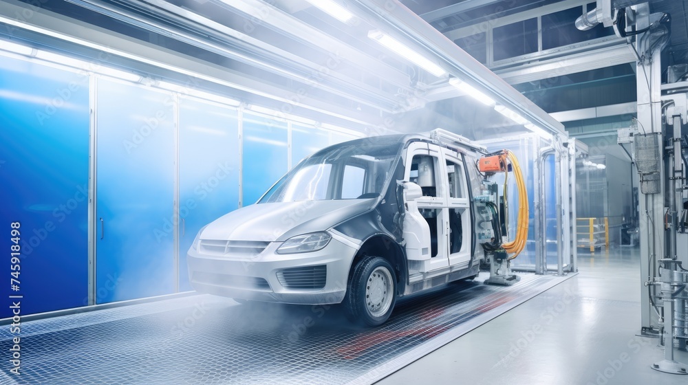 Vehicle color painting and dry system technology , AI generated, space for text Vehicle color painting and dry system technology , AI generated, space for text