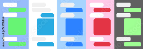 Social media chat box set, Dialogue windows with empty text boxes, Flat message bubble, Dialog box templates, User interface of application with online chat dialogue.