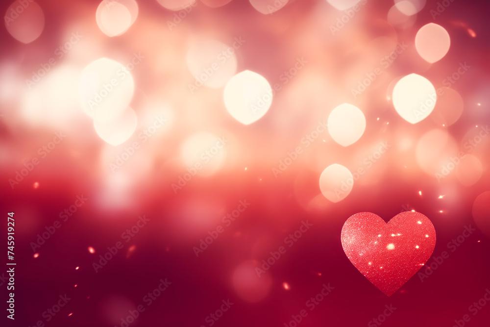 Abstract red bokeh background with heart
