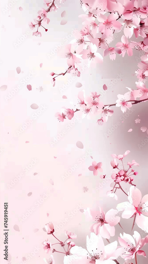 Cherry blossom isolated on white. AI generated art illustration.